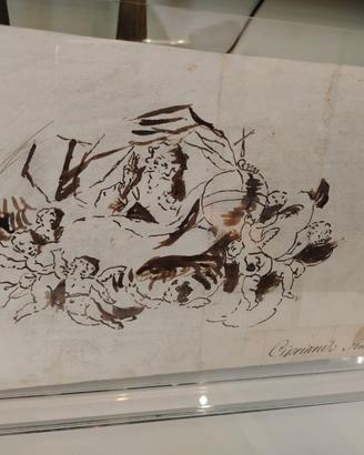 Antico disegno ad inchiostro sacro angeli Cipriani