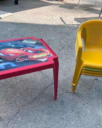 Set Tavolino Bambini  + 5 Sedie in Plastica