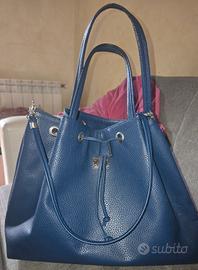 borsa pelle blu 