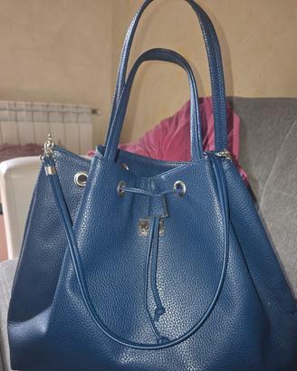 borsa pelle blu 