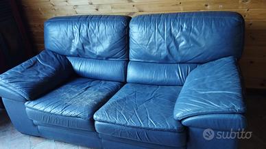 R3GALO divano in vera pelle blu scuro