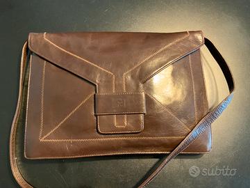 Borsa/pochette in  pelle marrone vintage Fendi