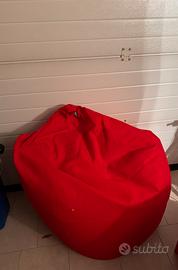Pouf / Poltrona morbida rossa palline polistirolo