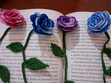 Roselline all'uncinetto segnalibro segnaposto
