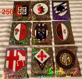 9 figurine SCUDETTI squadre calcio dorati italia