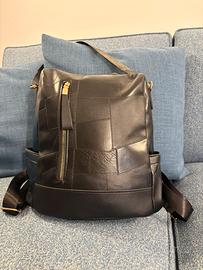 Zaino antifurto da donna in similpelle marrone