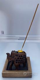 Porta Incenso Legno Elefante Base Supporto