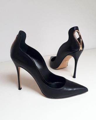 SERGIO ROSSI decollete in pelle nere oro n. 38