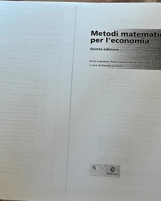 Metodi Matematici per l’economia quinta edizione