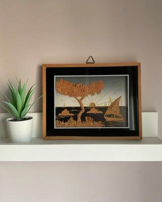 Quadro Vintage in Sughero - Barca a Vela