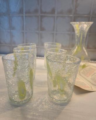 Set bicchieri + caraffa vetro di Murano