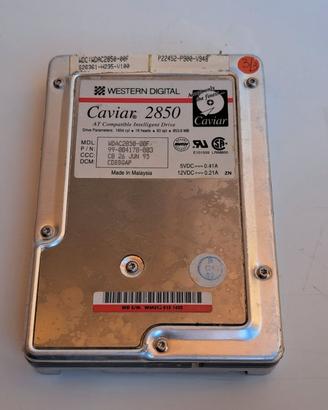 Hard Disk Vintage Western Digital Caviar 2850 853.