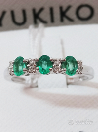 Trilogy smeraldi e diamanti oro bianco 18k Yukiko
