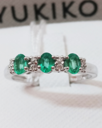 Trilogy smeraldi e diamanti oro bianco 18k Yukiko