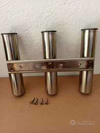 3 porta canne inox con viti inox