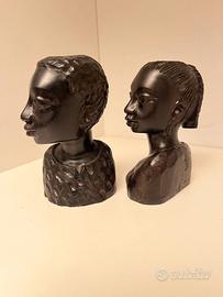 Coppia di sculture africane in ebano – artigianali