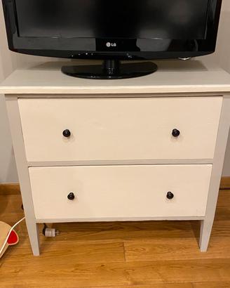 Cassettiera in legno panna e grigia