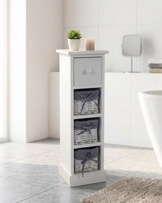Mobiletto Shabby Chic 1 Cassetto 3 Ceste Vimini