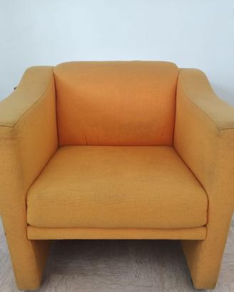 Poltrona design cube tessuto arancio/ocra