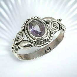 Anello etnico donna in argento 925 con ametista