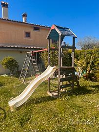 Altalena, scivolo e arrampicata per giardino