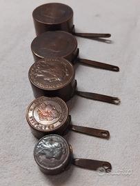 VECCHIE PENTOLE IN RAME MINIATURA MONETE ANTICHE