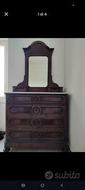 cassettiera in legno ripiano marmo