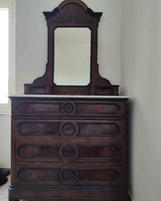 cassettiera in legno ripiano marmo