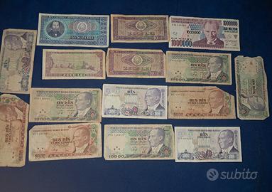 Banconote rumene e turche 