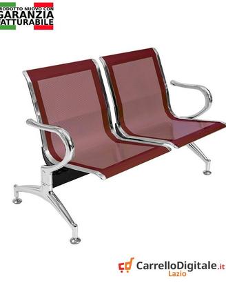 Sedie da attesa in acciaio colore rosso 2 posti