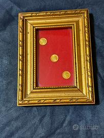 Quadretto 3 monete oro 8K