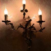 Coppia Applique da parete a tre luci oro e bronzo