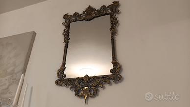 Specchio vintage metallo rettangolare oro bronzo