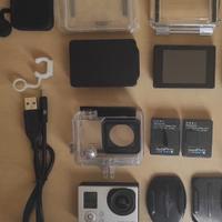 gopro hero 3 silver+lcd touch+2 batterie originali