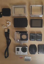 gopro hero 3 silver+lcd touch+2 batterie originali