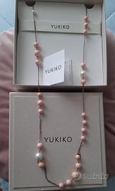 Collana lunga in argento perle e corallo Yukiko
