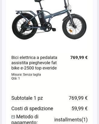 Bicicletta elettrica pedalata assistita