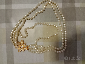 Collana di perle tre giri bigiotteria