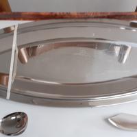 Vassoio e posate per pesce in acciaio inox