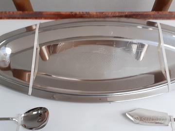 Vassoio e posate per pesce in acciaio inox
