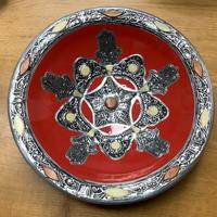 Vassoio etnico inserti avorio, legno e metallo