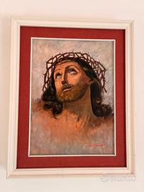 Quadro olio su tela volto di Cristo (Valeriani)