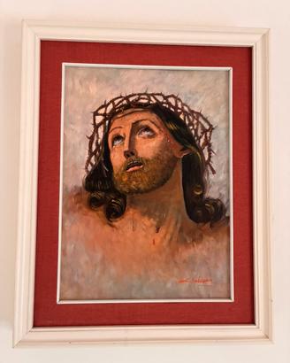 Quadro olio su tela volto di Cristo (Valeriani)