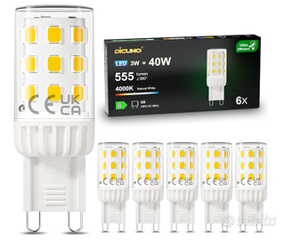 Lampadine led G9. 6 pezzi 3w equivalente a 40w bia