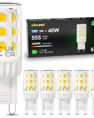 Lampadine led G9. 6 pezzi 3w equivalente a 40w bia