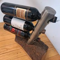 porta bottiglie acciaio e Rovere 