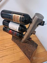 porta bottiglie acciaio e Rovere 