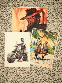 3 Stampe di disegni orig. Bud & Terence