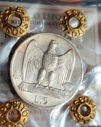 5 LIRE AQUILOTTO 1927** FDC PERIZIATO ARGENTO
