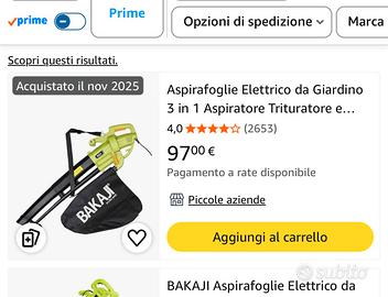 Soffiatore aspirafoglie elettrico